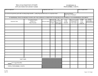 Document preview: Form FS-40A Schedule A Personnel Costs and Justification - New Jersey