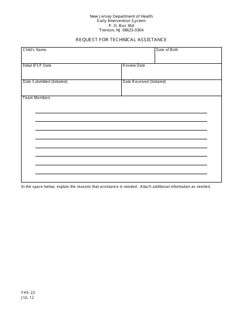 Form FHS-22  Printable Pdf
