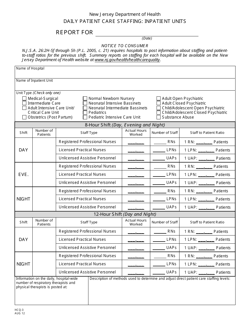Form HCQ-3 - Fill Out, Sign Online and Download Printable PDF, New ...