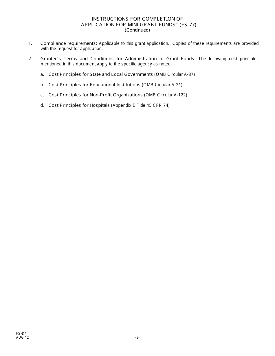Instructions for Form FS-77 Application for Mini-Grant Funds - New Jersey, Page 3