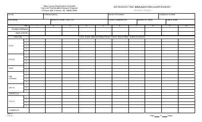 Document preview: Form IMM-12 Retrospective Immunization Audit/Survey - New Jersey