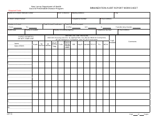Document preview: Form IMM-14 Immunization Audit Report Worksheet - New Jersey