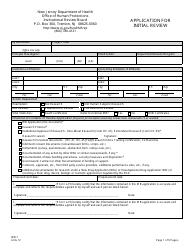 Document preview: Form IRB-1 Application for Initial Review - New Jersey