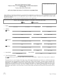 Form LH-8 Application for Health Officer Examination - New Jersey