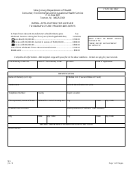 Form M-5 Initial Application for License to Manufacture Frozen Desserts - New Jersey