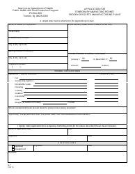 Document preview: Form M-7 Application for Temporary Marketing Permit: Frozen Desserts Manufacturing Plant - New Jersey