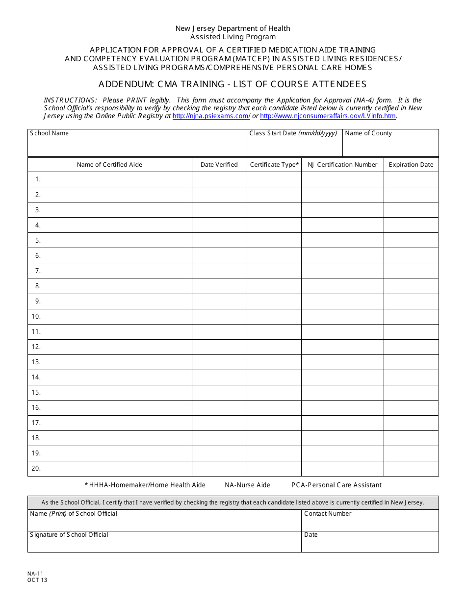 Form NA-11 - Fill Out, Sign Online and Download Printable PDF, New ...