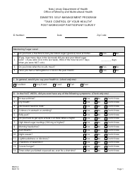 Form MMH-4 Take Control of Your Health Post-workshop Participant Survey - Diabetes Self-management Program - New Jersey