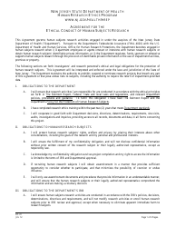 Form OC-41 Agreement for Ethical Conduct of Human Subjects Research - New Jersey