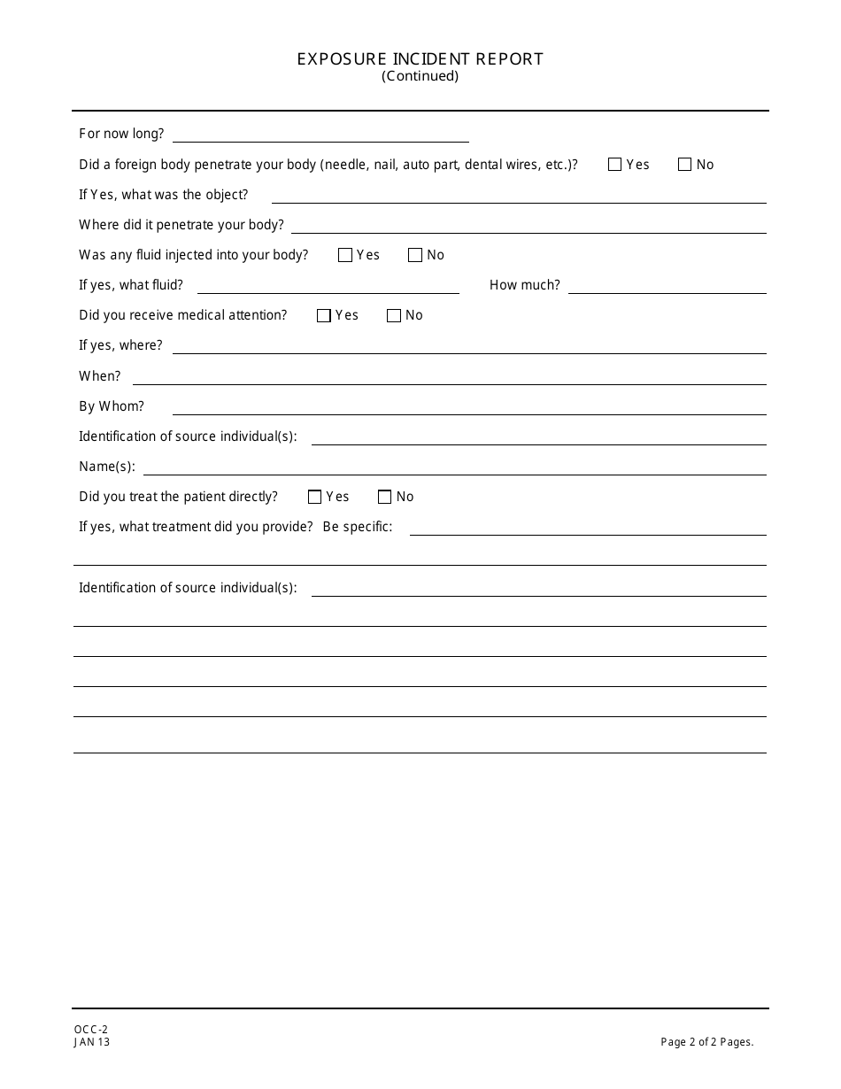 Form Occ 2 Fill Out Sign Online And Download Printable Pdf New