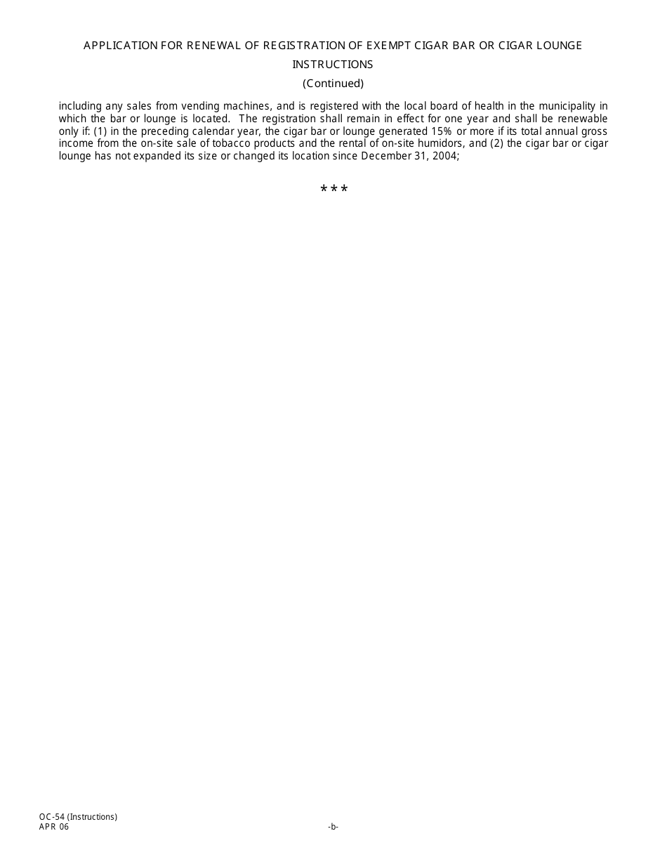 Form OC-54 Application for Renewal of Registration of Exempt Cigar Bar or Cigar Lounge - New Jersey, Page 2