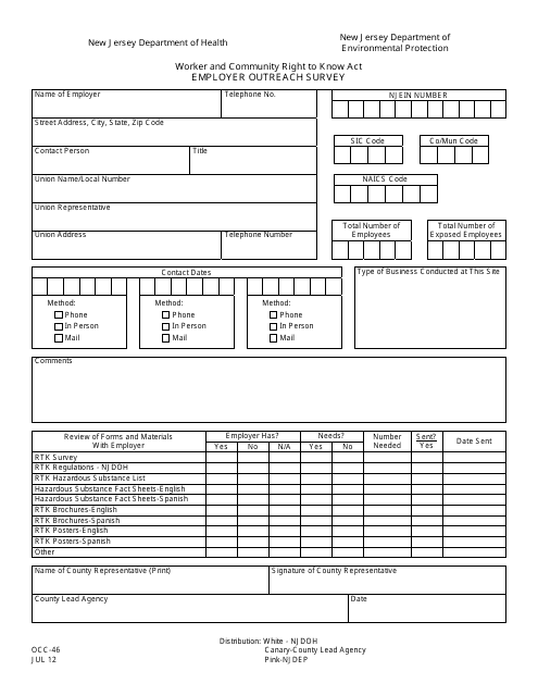 Form OCC-46  Printable Pdf