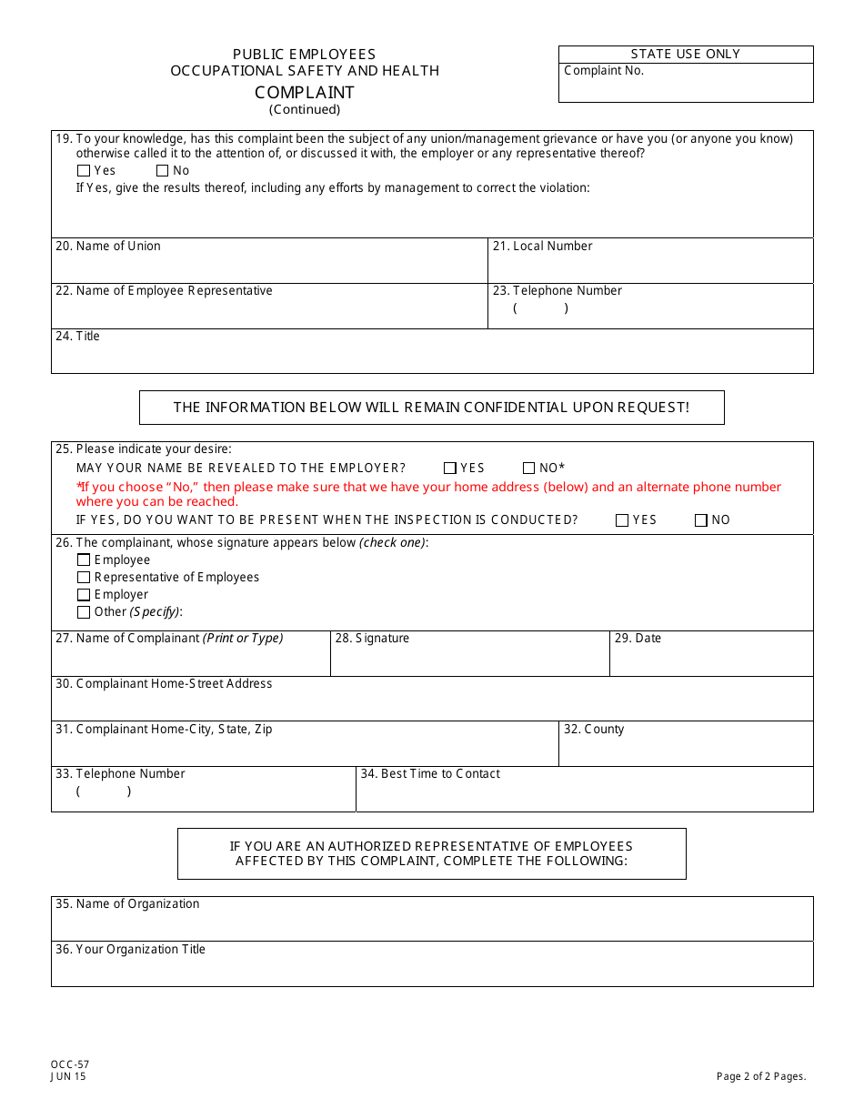 Form OCC-57 - Fill Out, Sign Online and Download Printable PDF, New ...