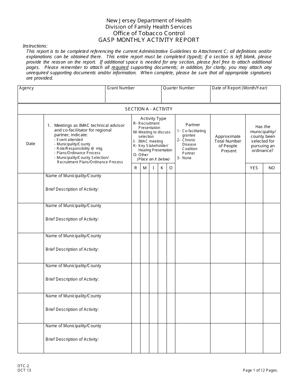 Form OTC-2 - Fill Out, Sign Online and Download Printable PDF, New ...