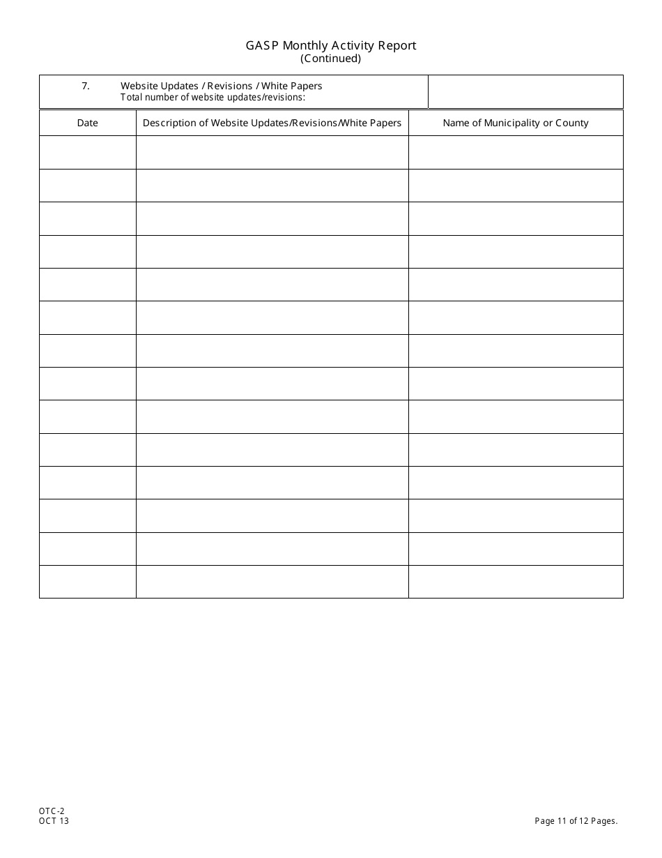 Form OTC-2 Gasp Monthly Activity Report - New Jersey, Page 11