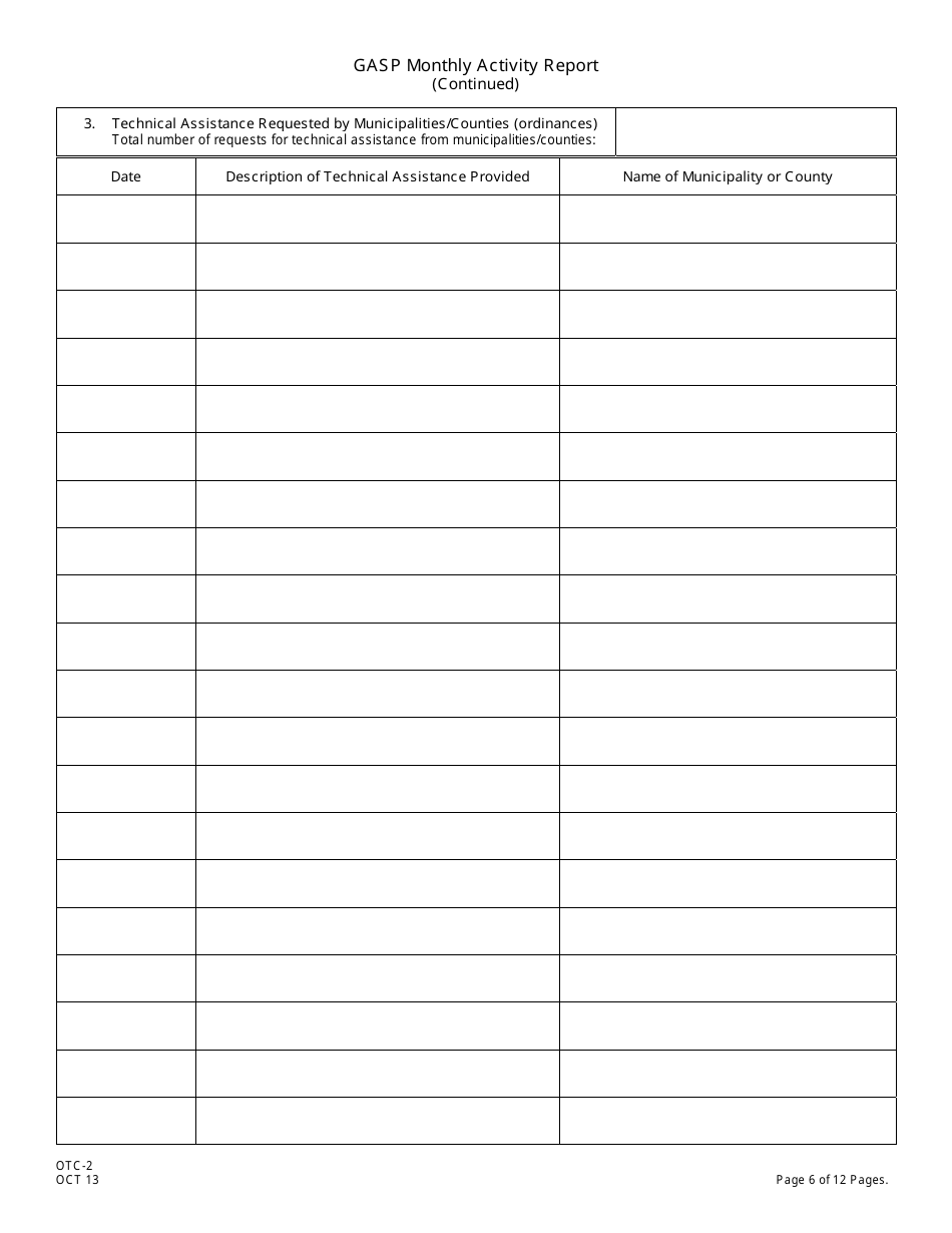 Form OTC-2 Gasp Monthly Activity Report - New Jersey, Page 6