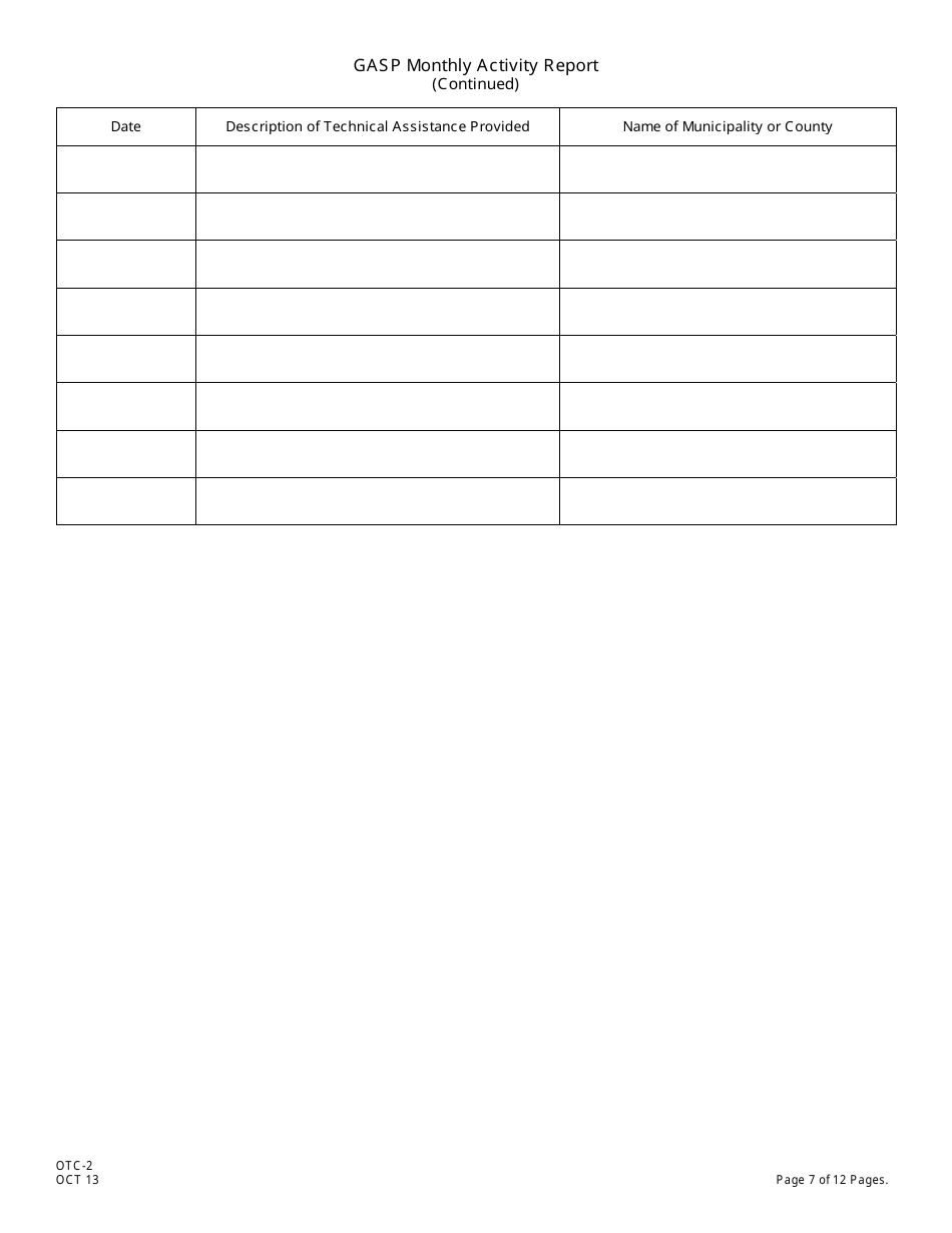 Form OTC-2 Gasp Monthly Activity Report - New Jersey, Page 7