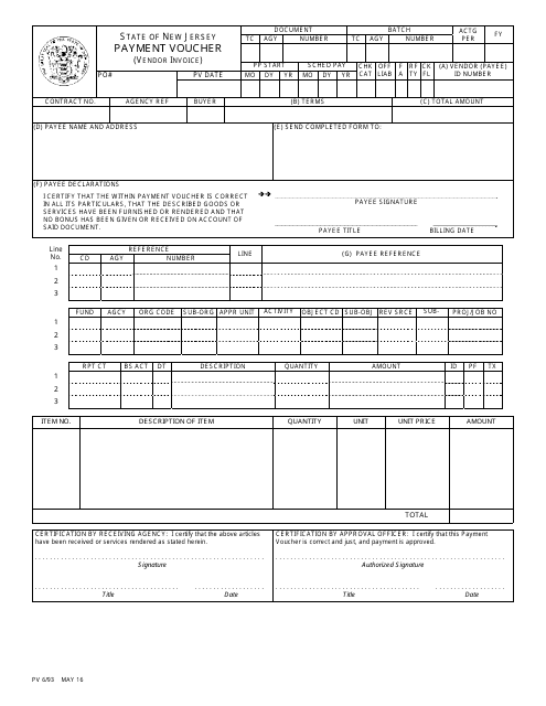 Form PV6/93  Printable Pdf