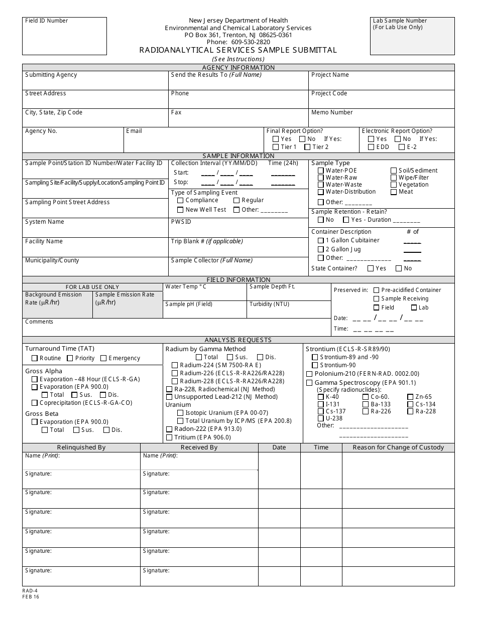 Form RAD-4 - Fill Out, Sign Online and Download Printable PDF, New ...