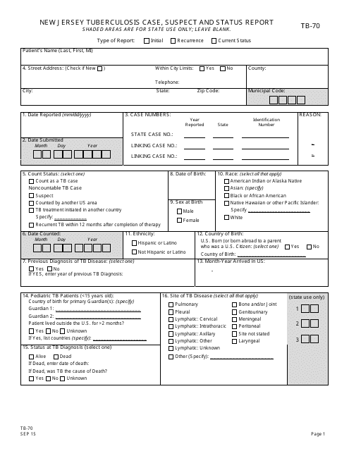 Form TB-70  Printable Pdf