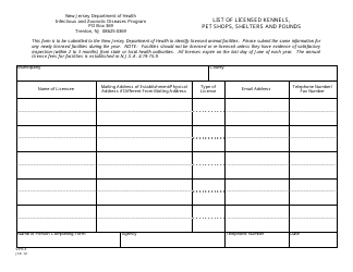 Document preview: Form VPH-3 List of Licensed Kennels, Pet Shops, Shelters and Pounds - New Jersey