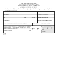 Document preview: Form VPH-32 Application for Animal Control Officer Certification - New Jersey