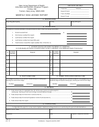 Document preview: Form VPH-10 Monthly Dog License Report - New Jersey