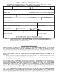 Document preview: Form VPH-11 Notice of Animal Bite and Confinement - New Jersey