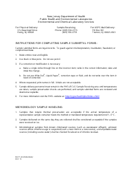 Document preview: Instructions for Form BACT-44 Bacteriological Sample Submittal - New Jersey