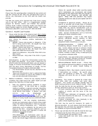 Document preview: Instructions for Form CH-14 Universal Child Health Record - New Jersey