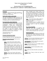 Document preview: Instructions for Form TB-41 Record of Contact Interview - New Jersey