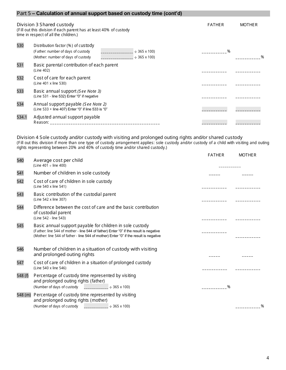 Quebec Canada Child Support Determination Form - Fill Out, Sign Online ...