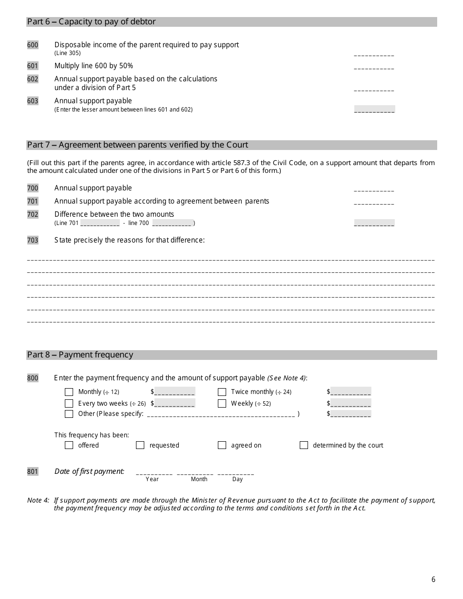 Quebec Canada Child Support Determination Form - Fill Out, Sign Online 