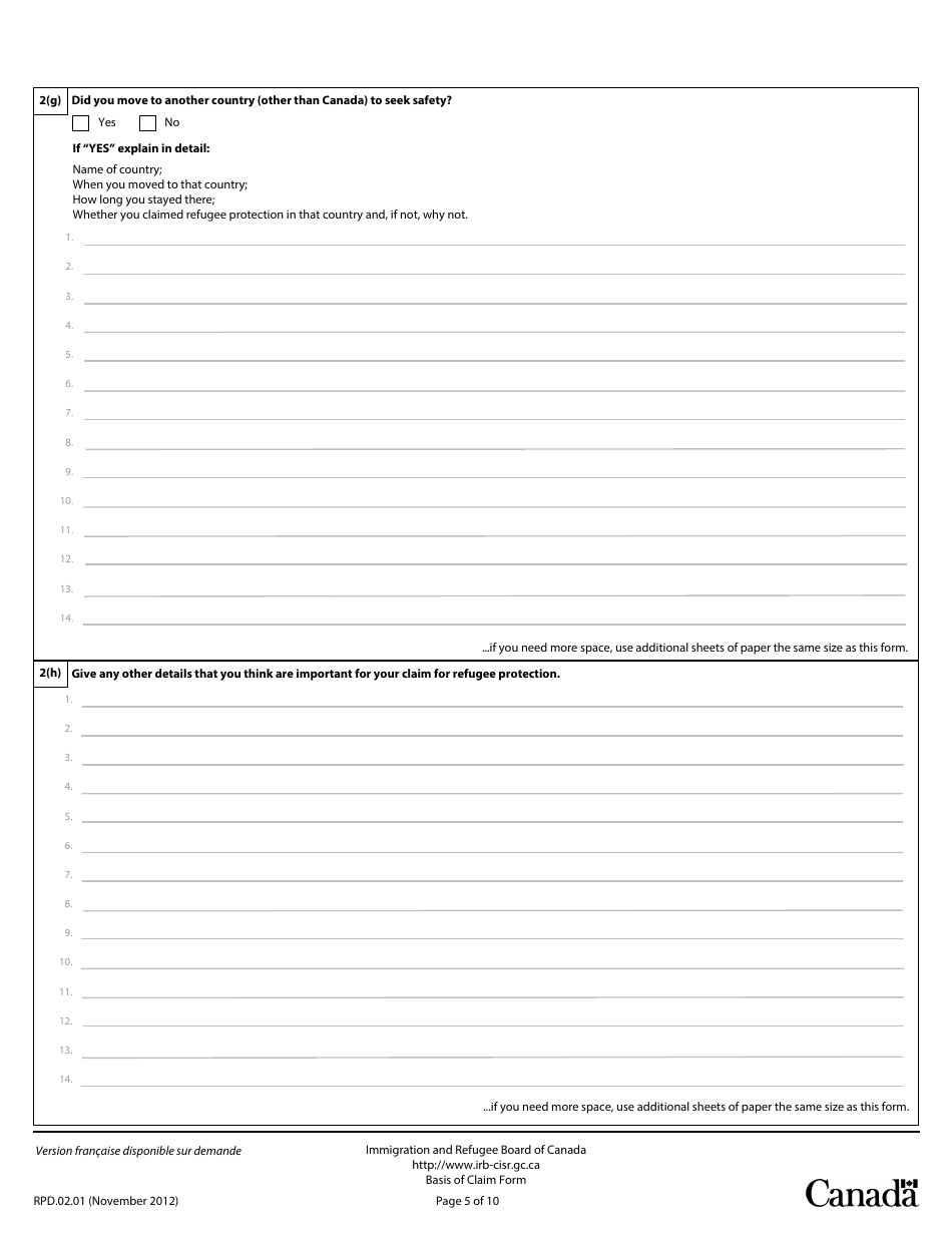 Canada Basis of Claim Form - Fill Out, Sign Online and Download PDF ...