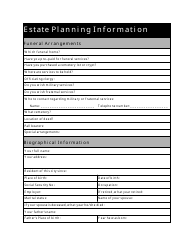 Document preview: Estate Planning Information Form - Oregon