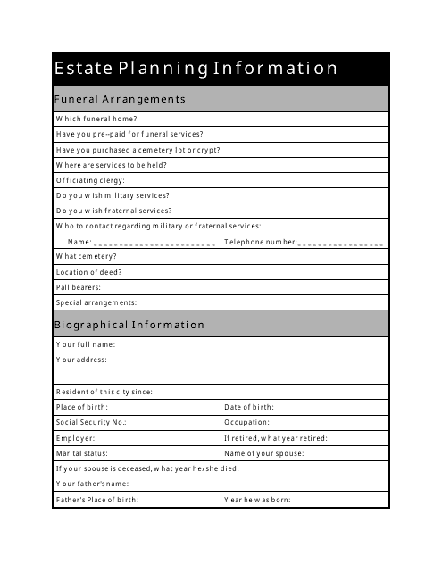 estate planning checklist pdf