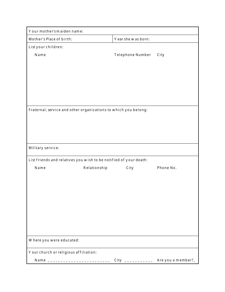 Oregon Estate Planning Information Form - Fill Out, Sign Online and ...