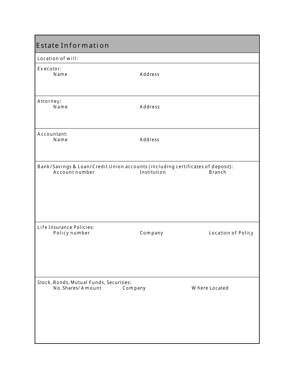 Estate Planning Information Form - Oregon, Page 3