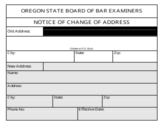 Document preview: Notice of Change of Address - Oregon