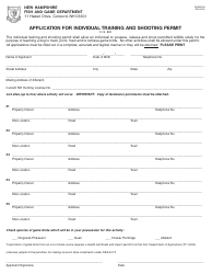Form BUS0310H Application for Individual Training and Shooting Permit - New Hampshire, Page 2