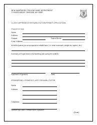 Class I Apprentice Rehabilitation Permit Application - New Hampshire