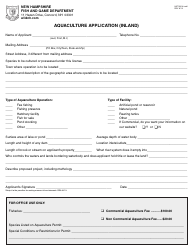 Form HAT13004 Aquaculture Application (Inland) - New Hampshire