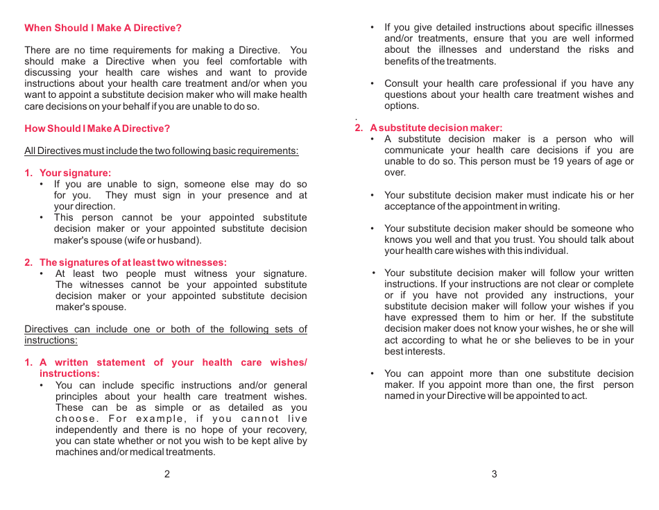 Advance Health Care Directive - Newfoundland and Labrador, Canada, Page 4