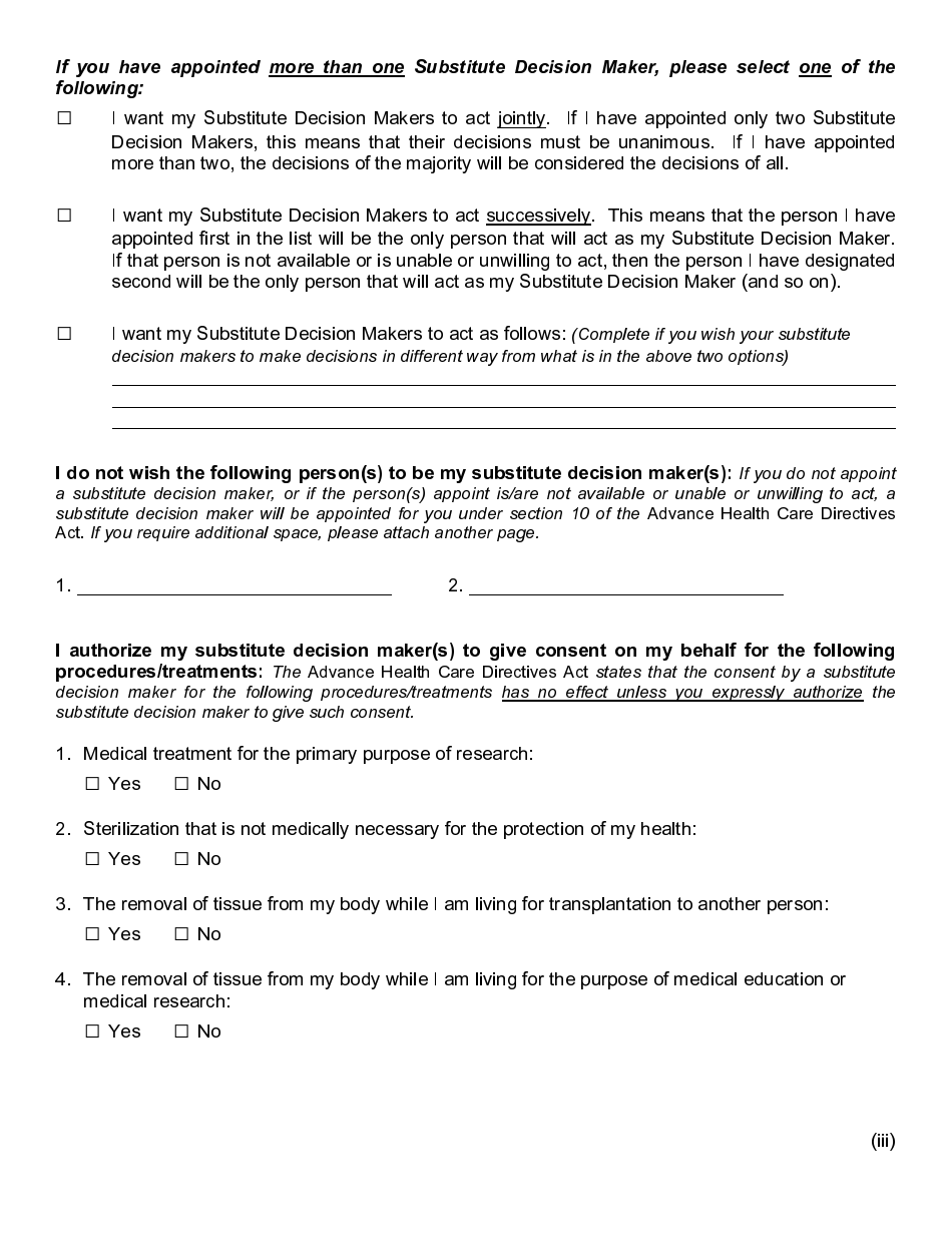 Advance Health Care Directive - Newfoundland and Labrador, Canada, Page 9