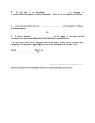 Attorney&#039;s Certificate of Continued Eligibility for Poor Person Relief and Assignment of Counsel on Appeal (Family Court) - New York, Page 2