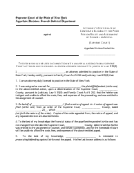 Document preview: Attorney's Certificate of Continued Eligibility for Poor Person Relief and Assignment of Counsel on Appeal - New York
