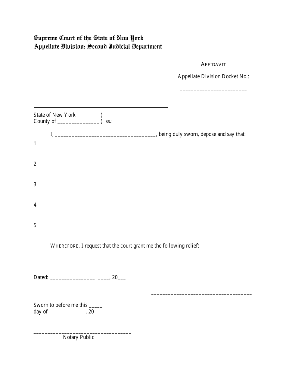 New York Affidavit Fill Out, Sign Online and Download PDF