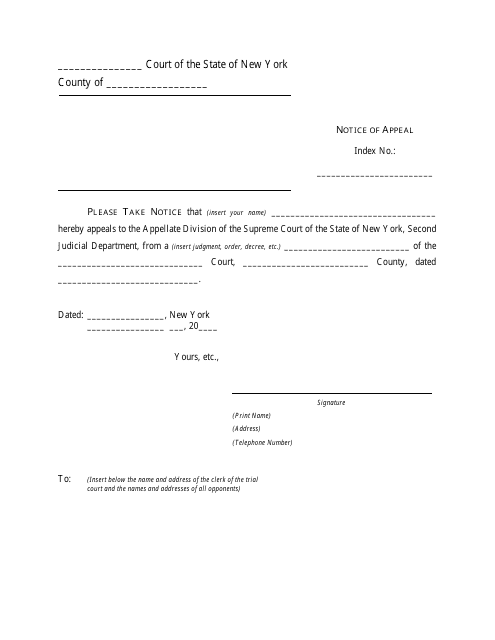 Notice of Appeal - New York Download Pdf