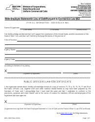 Document preview: Form DOS-1690-F State Employee Statement in Lieu of Oath Pursuant to Civil Service Law 62 - New York