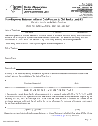 Document preview: Form DOS-1689-F State Employee Statement in Lieu of Oath Pursuant to Civil Service Law 62 - New York